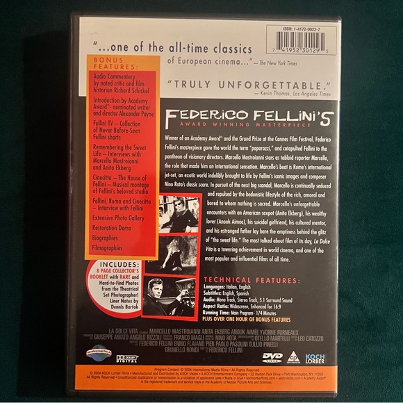 La Dolce Vita DVD 2 Disc Collectors Set - Picture 2 of 5